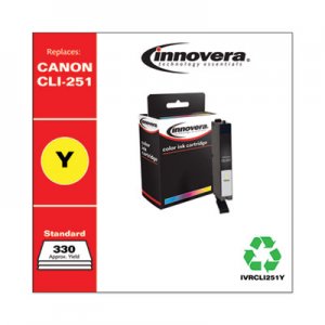 Innovera Remanufactured Yellow Ink, Replacement for Canon CLI-251 (6516B001), 330 Page-Yield IVRCLI251Y