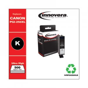 Innovera Remanufactured Black High-Yield Ink, Replacement for Canon PGI-250XL (6432B001), 500 Page-Yield IVRPGI250XLB