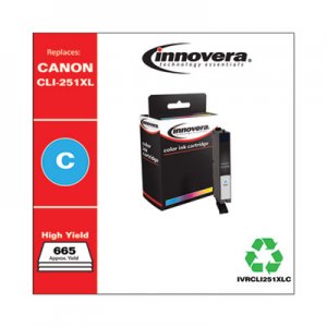 Innovera Remanufactured Cyan High-Yield Ink, Replacement for Canon CLI-251XL (6449B001), 665 Page-Yield IVRCLI251XLC
