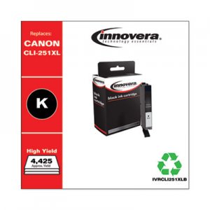 Innovera Remanufactured Black High-Yield Ink, Replacement for Canon CLI-251XL (6448B001), 4,425 Page-Yield IVRCLI251XLB