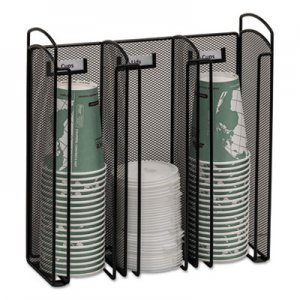 Safco Onyx Breakroom Organizers, 3Compartments, 12.75x4.5x13.25, Steel Mesh, Black SAF3292BL 3292BL