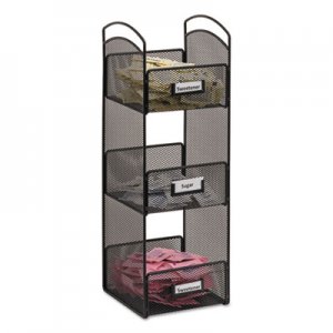 Safco Onyx Breakroom Organizers, 3 Compartments, 6 x 6 x 18, Steel Mesh, Black SAF3290BL 3290BL