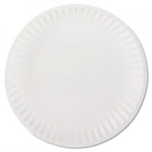 AJM White Paper Plates, 9" Diameter, 100/Bag AJMPP9GREWHPK 10100