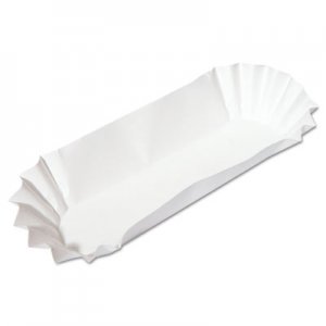 Hoffmaster Fluted Hot Dog Trays, 6 x 2 x 2, White, 500/Sleeve, 6 Sleeves/Carton HFM610740 610740