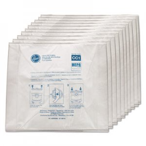 Hoover Commercial Disposable Vacuum Bags, Hepa CC1, 10/Carton HVRAH10363 AH10363