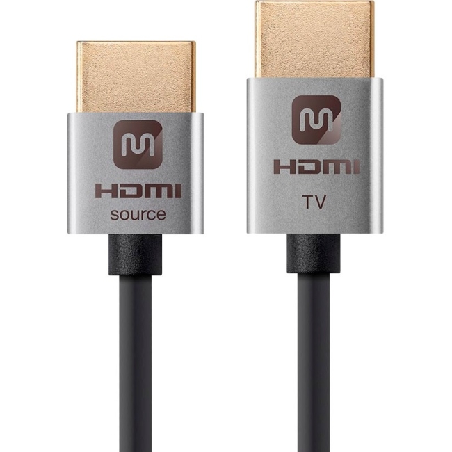 Monoprice Ultra Slim 18Gbps Active High Speed HDMI Cable, 3ft Silver 13589