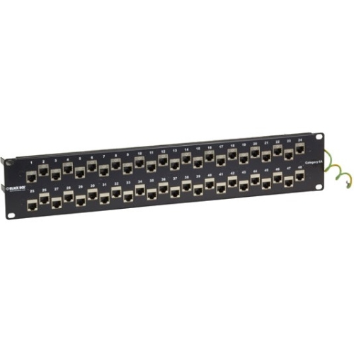 Black Box CAT6A Shielded Feed-Through Patch Panel, 48-Port, 2U C6AFP70S-48
