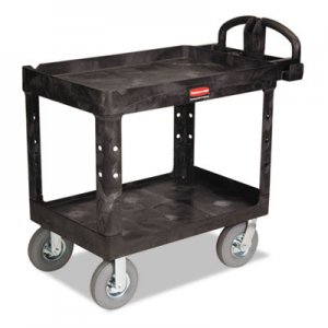 Rubbermaid Commercial Heavy-Duty Utility Cart, Two-Shelf, 25.88w x 45.25d x 37.13h, Black RCP452010BLA FG452010BLA