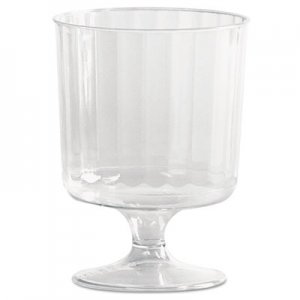 WNA Classic Crystal Plastic Wine Glasses on Pedestals, 5 oz., Clear, Fluted, 10/Pack WNACCW5240 WNA CCW5240