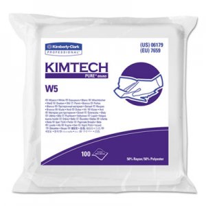 KIMTECH W5 Critical Task Wipers, Flat Double Bag, Spunlace, 9x9, White, 100/Pk, 5/Carton KCC06179 6179