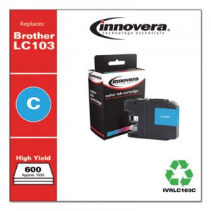 Innovera Remanufactured Cyan High-Yield Ink, Replacement for Brother LC103C, 600 Page-Yield IVRLC103C