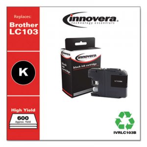 Innovera Remanufactured Black High-Yield Ink, Replacement for Brother LC103BK, 600 Page-Yield IVRLC103B