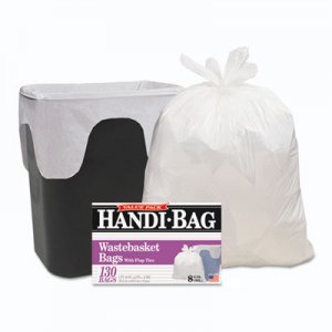 Handi-Bag Super Value Pack, 8gal, 0.6mil, 22 x 24, White, 130/Box, 6 Box/Carton WBIHAB6FW130CT WEB HAB6FW130