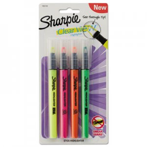 Sharpie Clearview Pen-Style Highlighter, Chisel Tip, Assorted Colors, 4/Pack SAN1950749 1950749