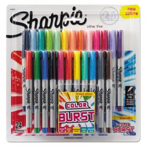 Sharpie Ultra Fine Tip Permanent Marker, Extra-Fine Needle Tip, Assorted Color Burst and Classic Colors, 24/Pack SAN1949558 1949558