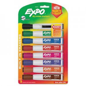 EXPO Magnetic Dry Erase Marker, Broad Chisel Tip, Assorted Colors, 8/Pack SAN1944741 1944741