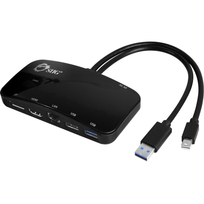 SIIG Mini-DP Video Dock with USB 3.0 LAN Hub - Black JU-H30412-S1