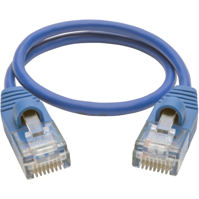 Tripp Lite Cat5e 350 MHz Snagless Molded Slim UTP Patch Cable (RJ45 M/M), Blue, 1ft N001-S01-BL