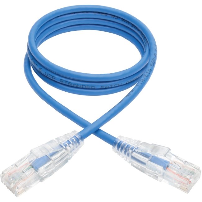 Tripp Lite Cat6 Gigabit Snagless Molded Slim UTP Patch Cable (RJ45 M/M), Blue, 3ft N201-S03-BL