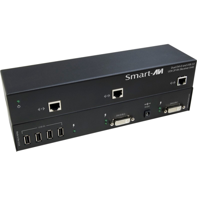 SmartAVI 2 DVI-D and USB 2.0 over CAT6 STP Extender UDX-2PS