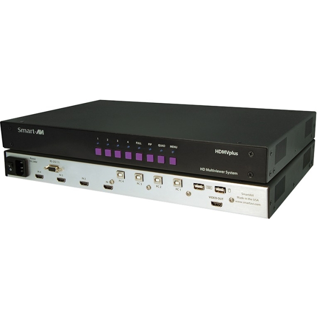 SmartAVI 4-Port HDMI, USB Real-Time Multiviewer and KVM switch with PiP/Quad/Full modes SM-HDMV-PLUS