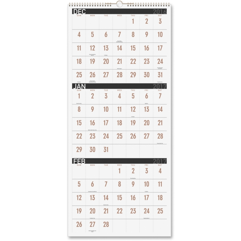 At-A-Glance 3-month Reference Vertical Wall Calendar PM11X28 AAGPM11X28