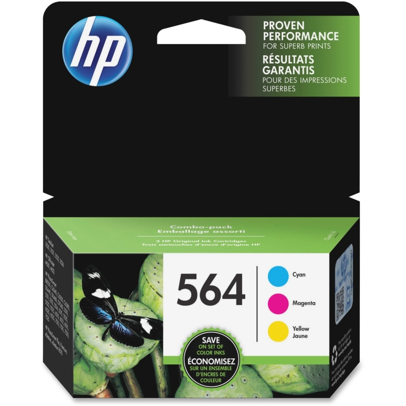HP 3-Pack Cyan/Magenta/Yellow Original Ink Cartridges N9H57FN HEWN9H57FN 564