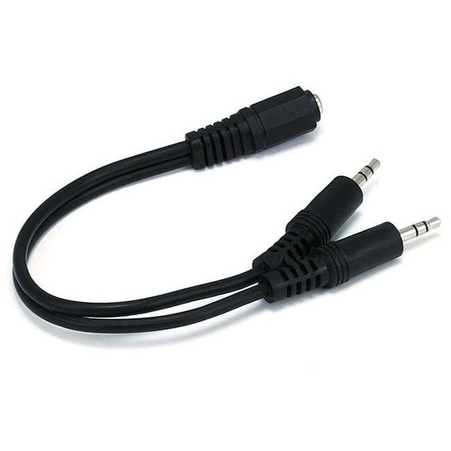 Monoprice 6inch 3.5mm Stereo Jack/Two 3.5mm Stereo Plug Cable 669