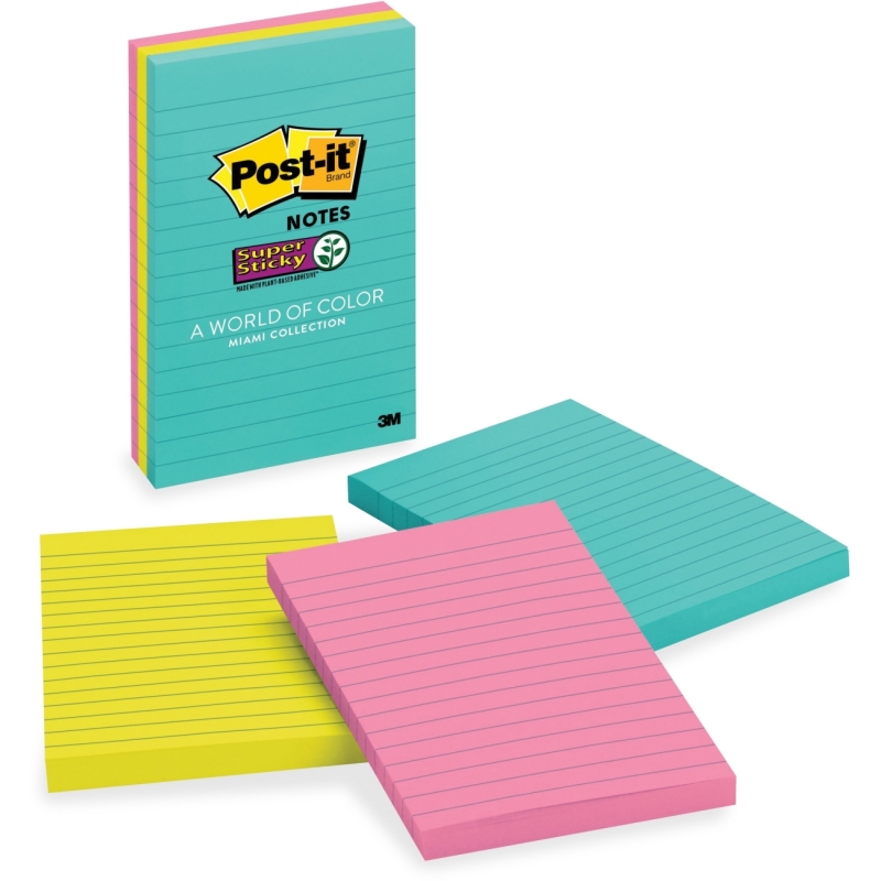 Post-it Miami Coll. Super Sticky Ruled Notes 6603SSMIA MMM6603SSMIA