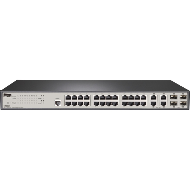 Netis 24FE+4 Combo-Port Gigabit Ethernet SNMP Switch ST3328
