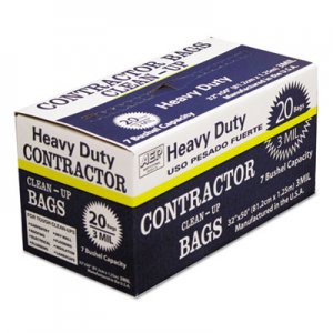 AEP Industries Inc Heavy-Duty Contractor Clean-Up Bags, 60 gal, 3 mil, 32" x 50", Black, 20/Carton WBI186470