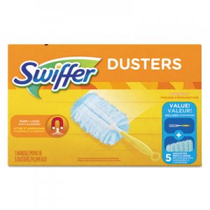 Swiffer Dusters Starter Kit, Dust Lock Fiber, 6" Handle, Blue/Yellow PGC11804KT