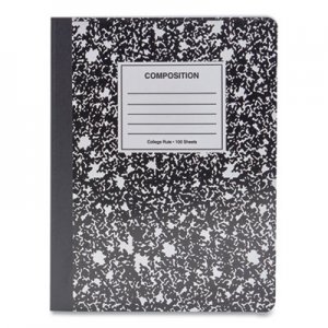 Universal Composition Book, Medium/College Rule, Black Marble Cover, 9.75 x 7.5, 100 Sheets UNV20940