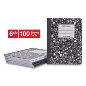 Universal Composition Book, Wide/Legal Rule, Black Marble Cover, 9.75 x 7.5, 100 Sheets, 6/Pack UNV20936