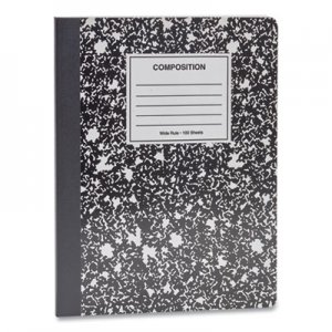 Universal Composition Book, Wide/Legal Rule, Black Marble Cover, 9.75 x 7.5, 100 Sheets UNV20930