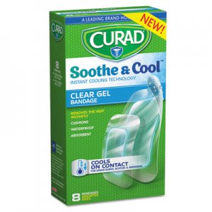Curad Soothe and Cool Clear Gel Bandages, Assorted, Clear, 8/Box MIICUR5236 CUR5236