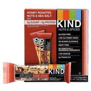 KIND Nuts and Spices Bar, Honey Roasted Nuts/Sea Salt, 1.4 oz Bar, 12/Box KND19990 19990