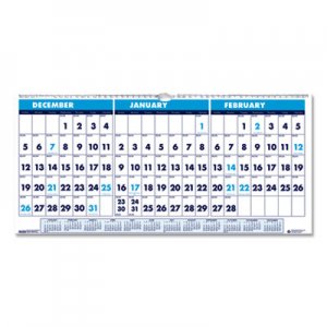 House of Doolittle Recycled Three-Month Horizontal Wall Calendar, 17 x 8, 14-Month, 2020-2022 HOD3647 3647