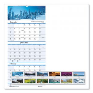 House of Doolittle Recycled Scenic Compact Three-Month Wall Calendar, 8 x 17, 2020-2022 HOD3636 3636