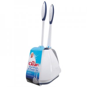 Mr. Clean Turbo Plunger and Bowl Brush Set, 12 1/2" Handle with 6" Dia Bowl, White BUT440436 440436