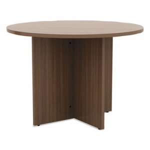 Alera Valencia Round Conference Table w/Legs, 29 1/2h x 42 dia., Modern Walnut ALEVA7142WA