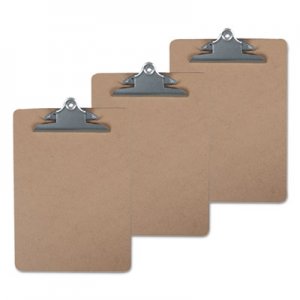 Universal Hardboard Clipboard, 1" Capacity, 8 1/2 x 11, Brown, 3/Pack UNV40304VP