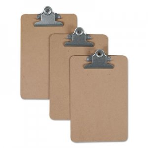 Universal Hardboard Clipboard, 3/4" Capacity, 5 x 8 Sheets, Brown, 3/Pack UNV05610VP