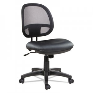Alera Interval Series Swivel/Tilt Mesh Chair, Black Leather ALEIN4815