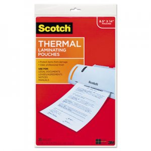 Scotch Laminating Pouches, 3 mil, 8.5" x 14", Gloss Clear, 20/Pack MMMTP385520 TP3855-20