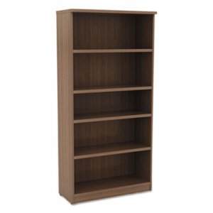Alera Valencia Series Bookcase, Five-Shelf, 31 3/4w x 14d x 65h, Modern Walnut ALEVA636632WA