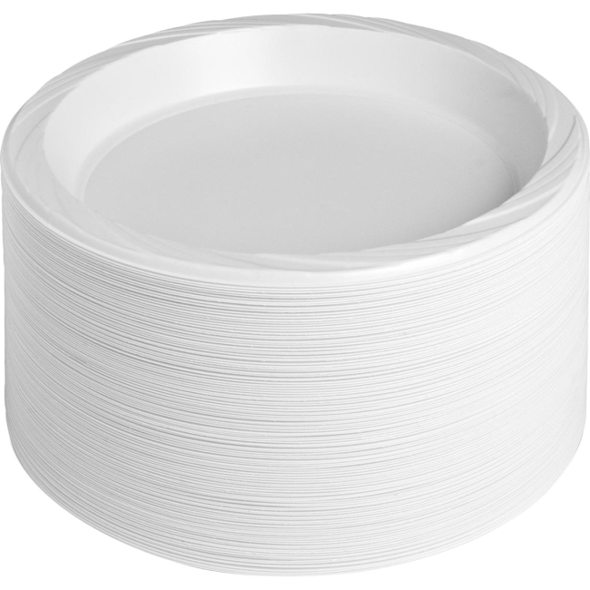 Genuine Joe Reusable Plastic White Plates 10329CT GJO10329CT