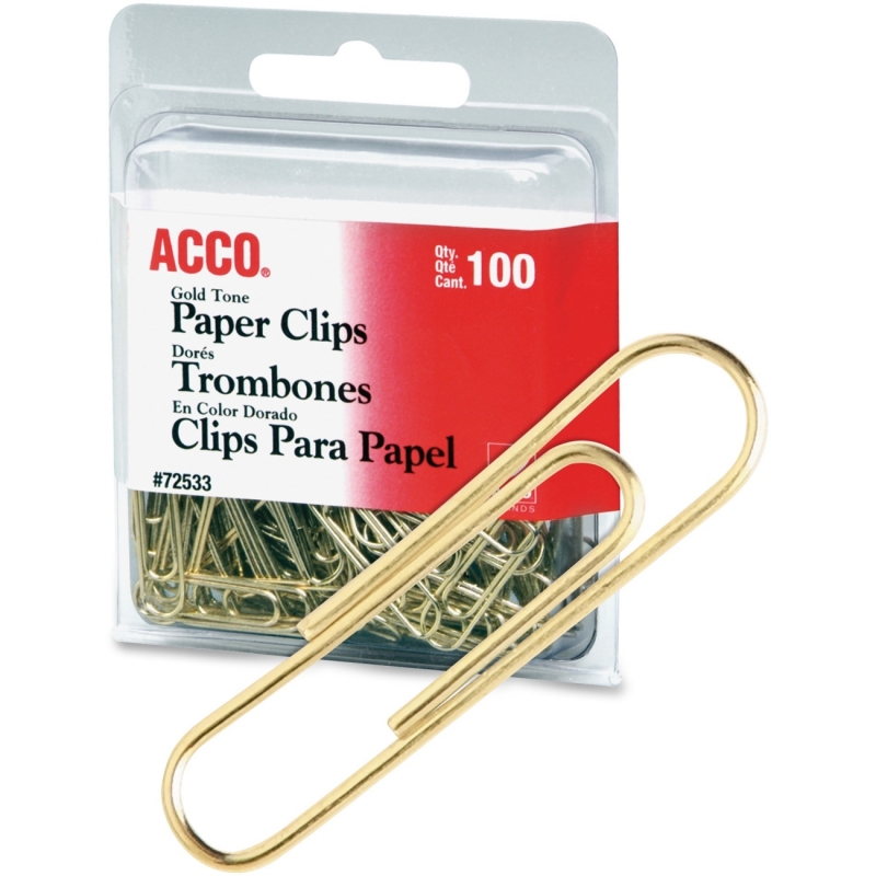 Acco Gold Tone Paper Clips 72554 ACC72554
