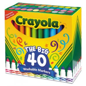 Crayola Ultra-Clean Washable Markers, Broad Bullet Tip, Assorted Colors, 40/Set CYO587858 587858
