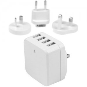 StarTech.com 4-Port USB Wall Charger - International Travel - 34W/6.8A - White USB4PACWH